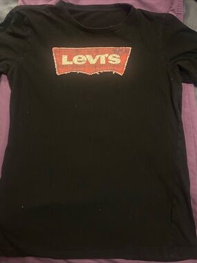 Levi's Black Tee with Red Logo Patch